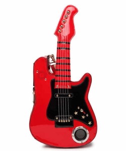 Guitar Shaped Bluetooth Speaker Cross Body - Shoulder Bags With Multimedia Player Radio 9275 RED